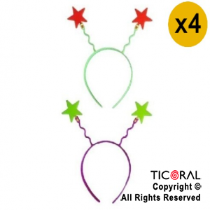 VINCHA RESORTE FLUO ESTRELLAS x 4